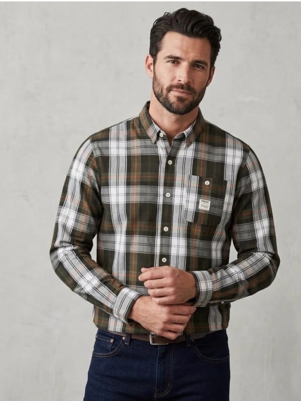 NWOT PARISH Men's 2XL Plaid Button Front, Long Sleeve Shirt